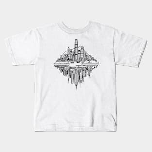 Hong Kong New York Reversible Skylines Kids T-Shirt